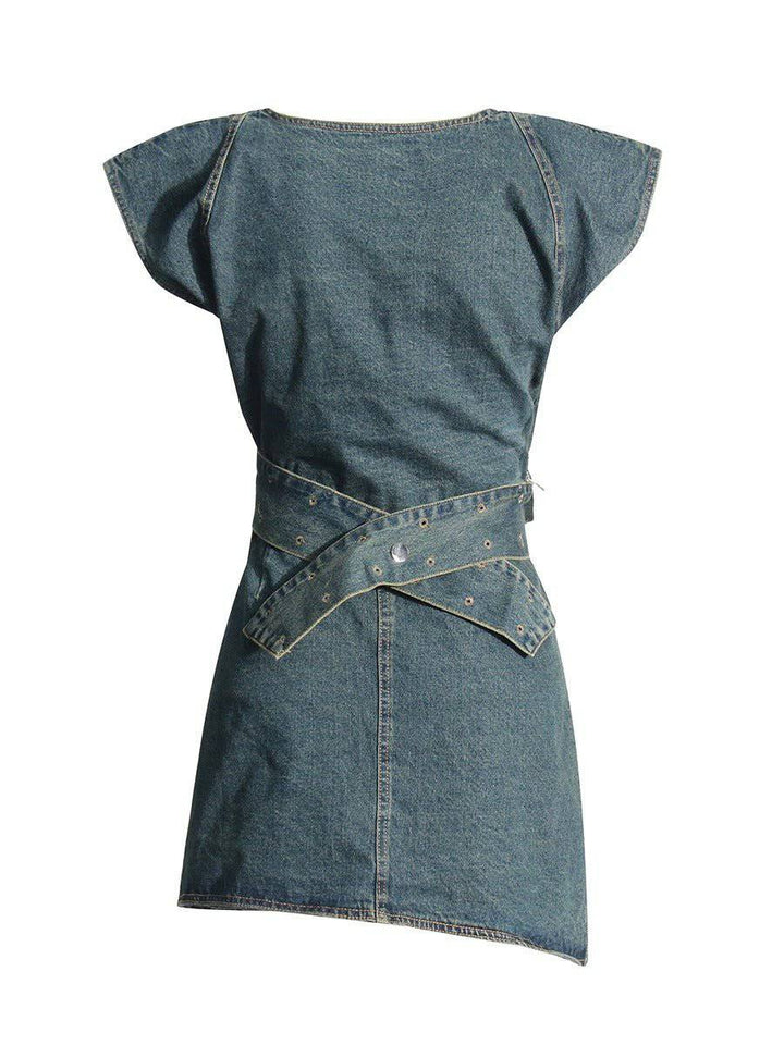 janelle mini skirt denim two piece set - Hot fashionista