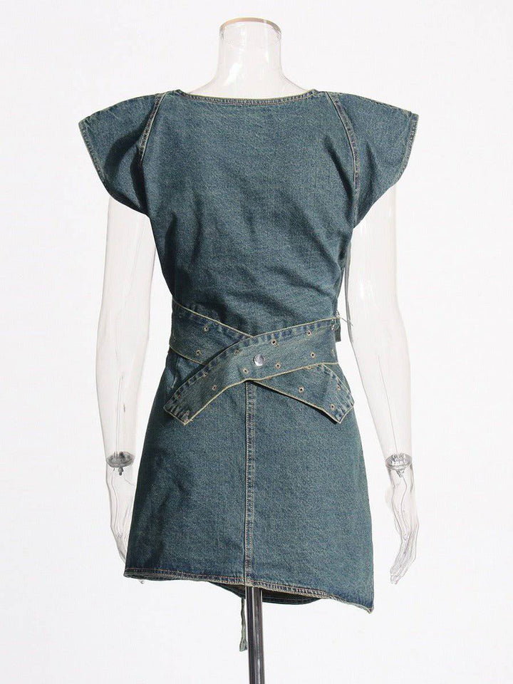 janelle mini skirt denim two piece set - Hot fashionista