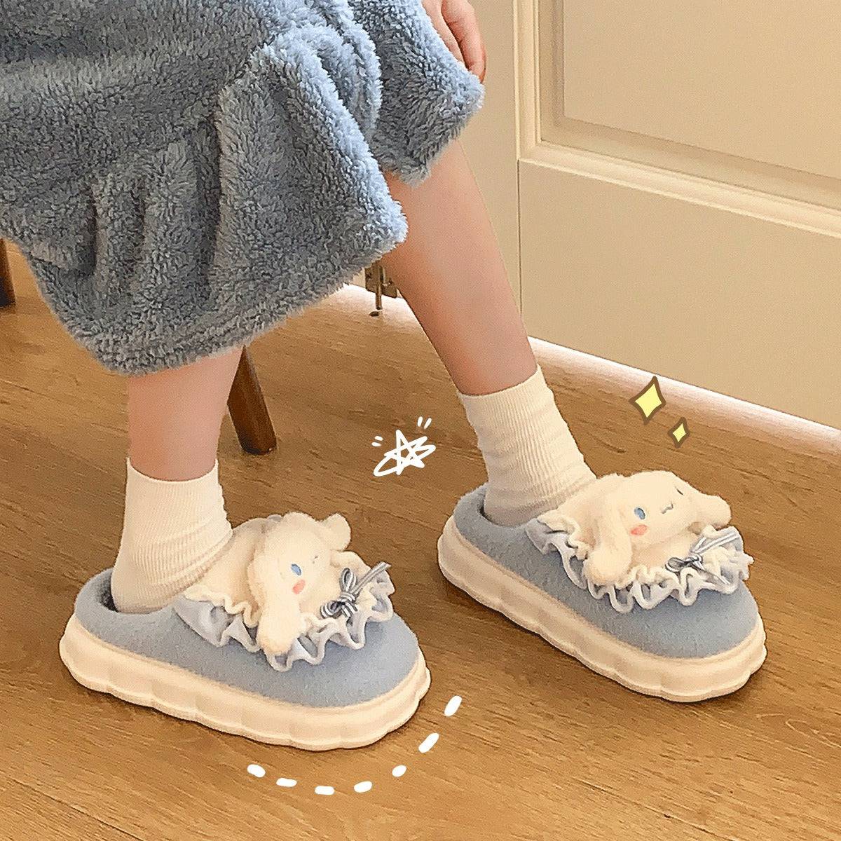 Jade Gui Dog Cotton Slippers for Women's Autumn and Winter New Thick Sole Anti slip and Warm Wrapped Slippers for External Wear