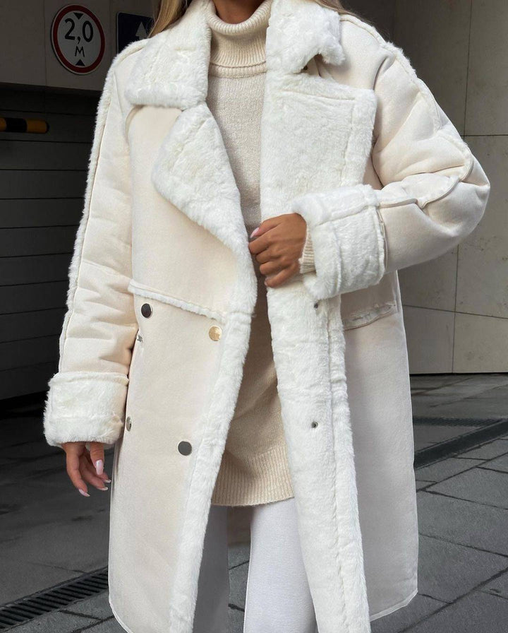 Winter new plush suede coat, suit collar, long cardigan, long sleeved plush coat - Hot fashionista