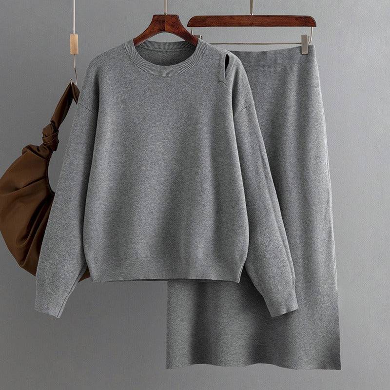 Two Pieces Outfit Women Casual 2 Piece Knit Sweater Skirt Sets Knitted Women Clothing