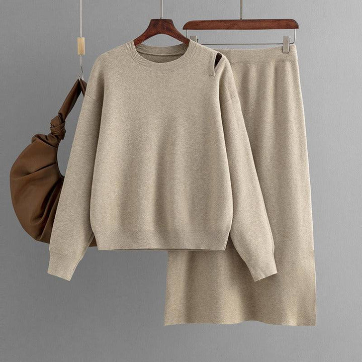 Two Pieces Outfit Women Casual 2 Piece Knit Sweater Skirt Sets Knitted Women Clothing - Hot fashionista