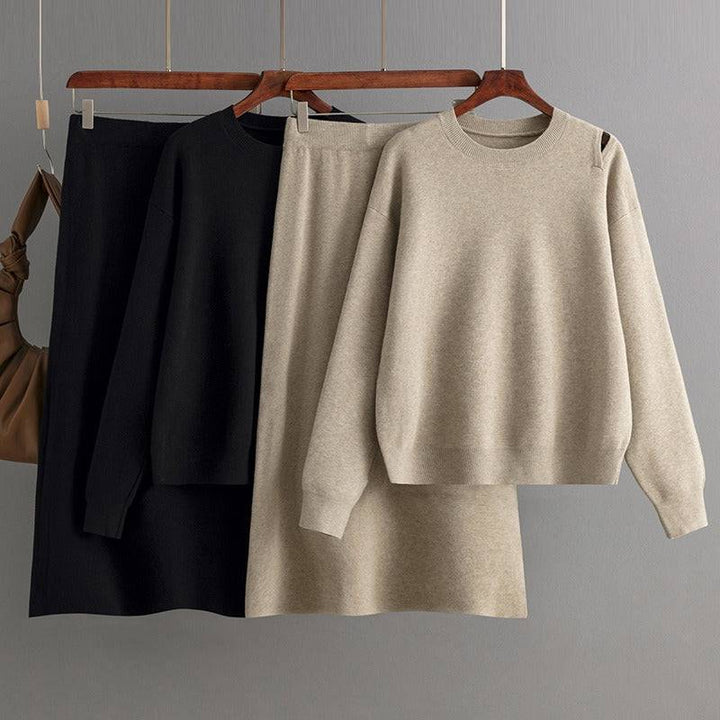 Two Pieces Outfit Women Casual 2 Piece Knit Sweater Skirt Sets Knitted Women Clothing - Hot fashionista