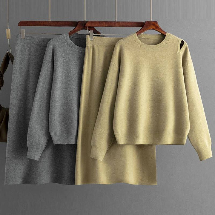 Two Pieces Outfit Women Casual 2 Piece Knit Sweater Skirt Sets Knitted Women Clothing - Hot fashionista