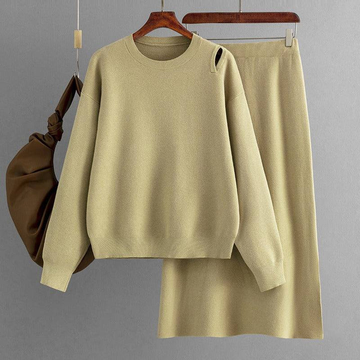 Two Pieces Outfit Women Casual 2 Piece Knit Sweater Skirt Sets Knitted Women Clothing - Hot fashionista