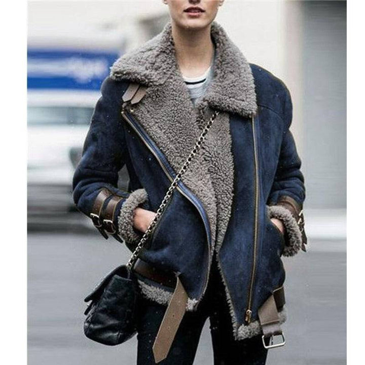 Hot selling locomotive deer skin cashmere lamb fur coat women's lapel collar fur cotton coat - Hot fashionista