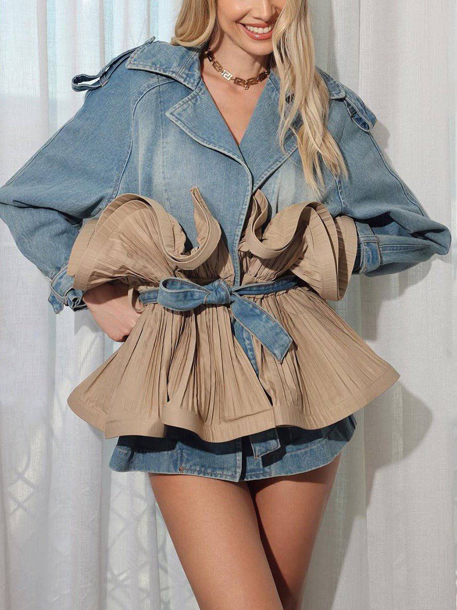 deiva patchwork and ruffled edge denim jacket - Hot fashionista