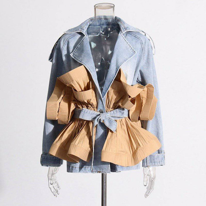 deiva patchwork and ruffled edge denim jacket - Hot fashionista