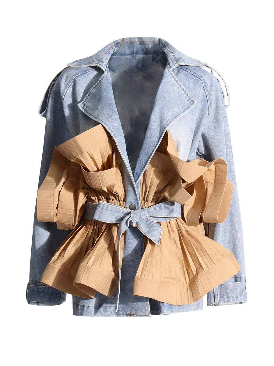 deiva patchwork and ruffled edge denim jacket - Hot fashionista