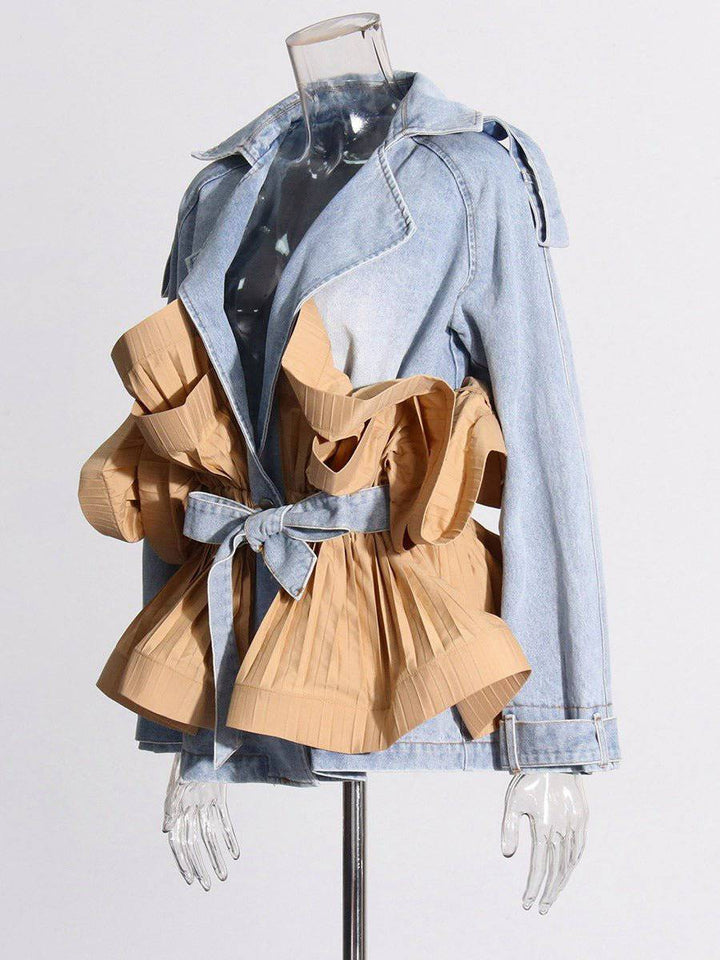 deiva patchwork and ruffled edge denim jacket - Hot fashionista