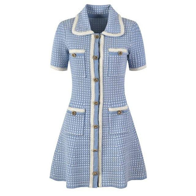 Knitted checked tweed Mini Dress