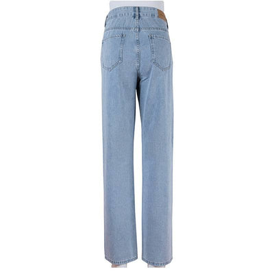 Nouveau pantalon droit taille haute, jean en denim délavé, ins, pantalon bleu pour les déplacements, denim en coton, jean pour femme