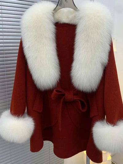 Amanda Big Fur Trim Collar Luxury Fashionable Coat