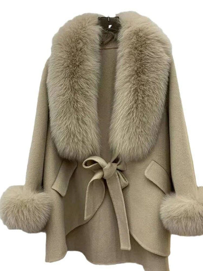 Amanda Big Fur Trim Collar Luxury Fashionable Coat