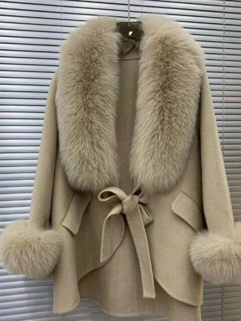 Amanda Big Fur Trim Collar Luxury Fashionable Coat - Hot fashionista