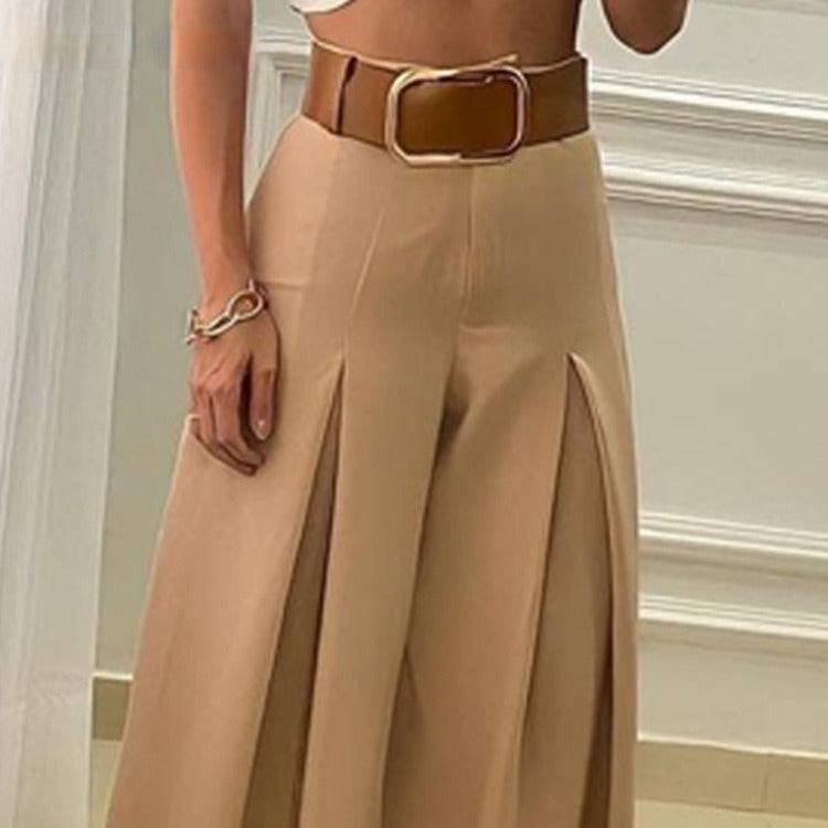 Piera Vintage High Waist Folded Wide Leg Pants - Hot fashionista