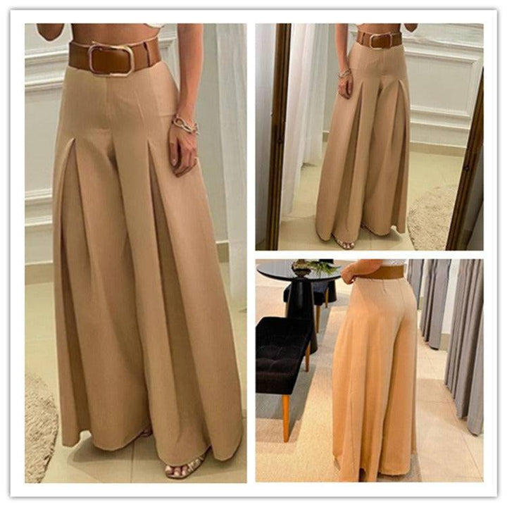 Piera Vintage High Waist Folded Wide Leg Pants - Hot fashionista