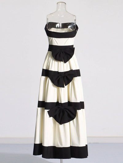 French elegant style hem strapless dress