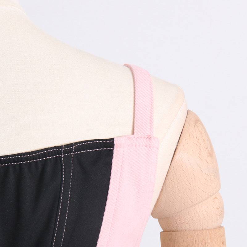 Patchwork Zipper Playsuits For Women Square Collar Sleeveless High Waist Sexy Bodycon Summer Playsuit Female