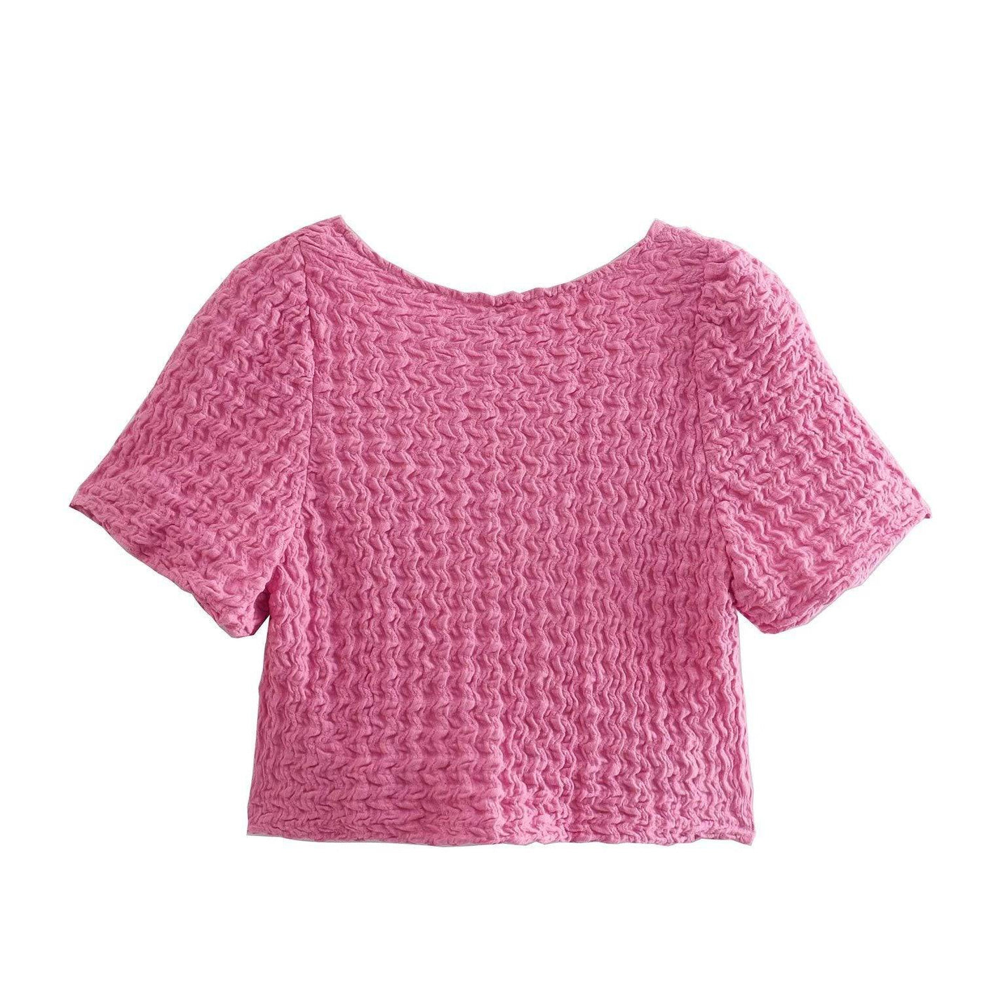 Blusa de manga corta arrugada Fresh Pure Desire 