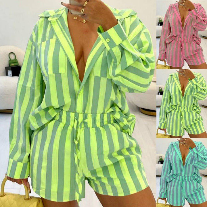 Alora Long sleeved two pieces shorts set - Hot fashionista