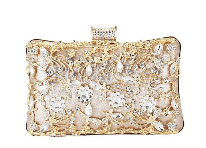 Golden Rhinestone Leather clutch/bag - Hot fashionista