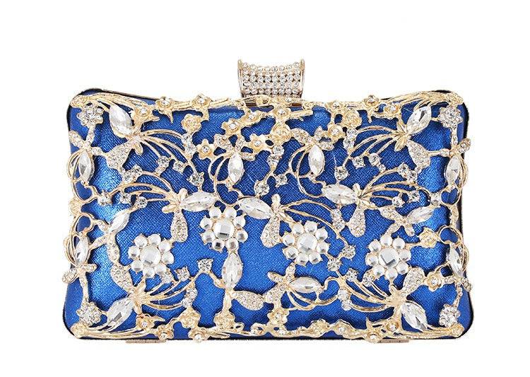 Pochette/sac en cuir avec strass dorés