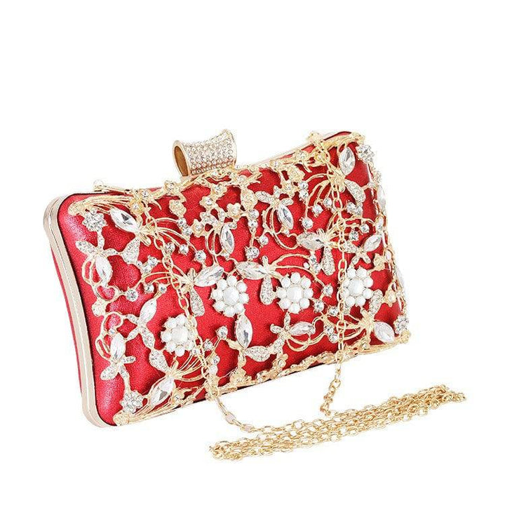 Golden Rhinestone Leather clutch/bag - Hot fashionista