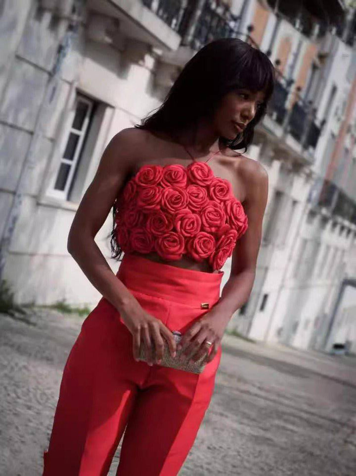 rose strappy backless crop top - Hot fashionista