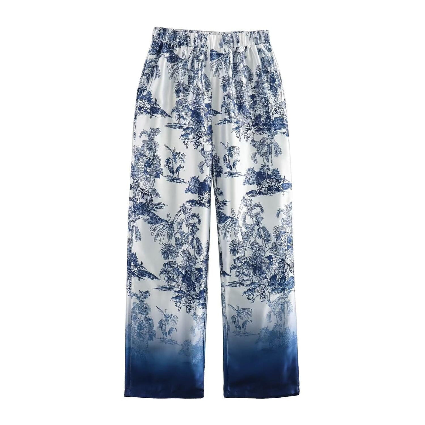 Ensemble pantalon décontracté deux pièces bleu et blanc helena