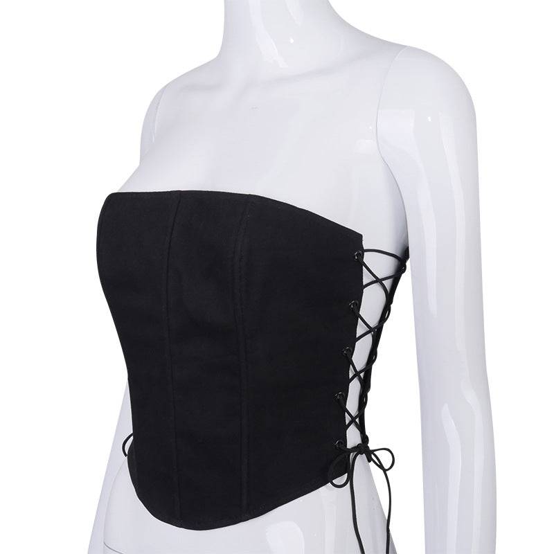 Melissa Strapless Eyelet Side Drawstring Corset Top