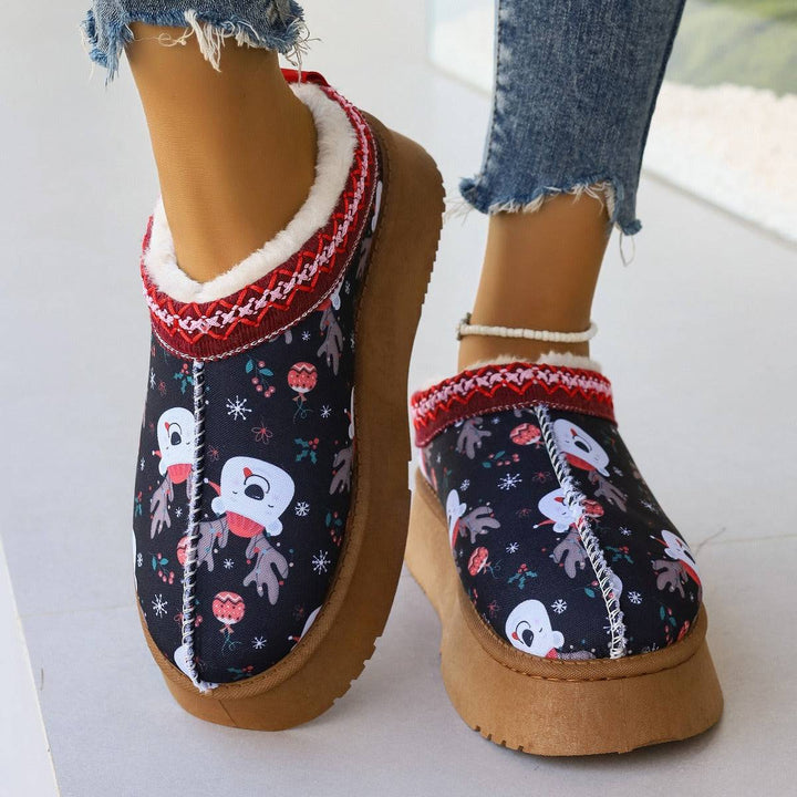 Cartoon Christmas Print Ankle Boots - Hot fashionista