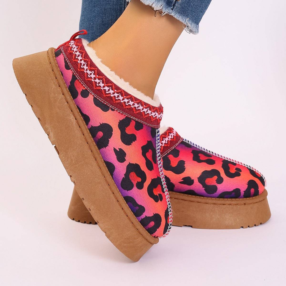 Cartoon Christmas Print Ankle Boots