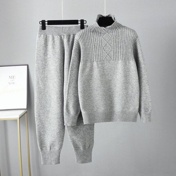 Two Piece Autumn Winter Women Knit Sweater Tracksuit Fashion Loose Pant Set Thick Warm Lady Casual Suit - Hot fashionista