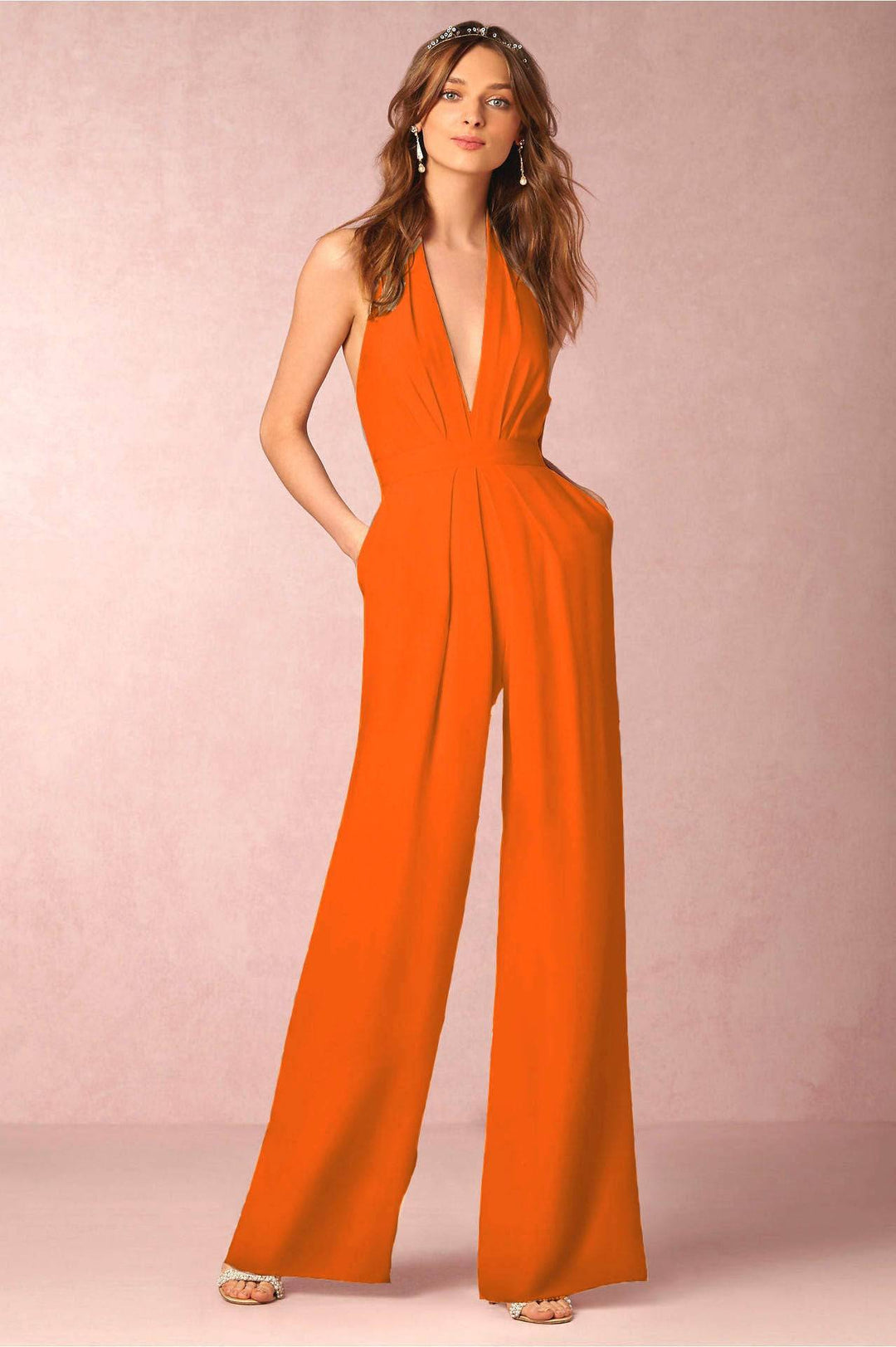 New European and American women's banquet dress jumpsuit, popular sexy hanging neck women's pants - Hot fashionista