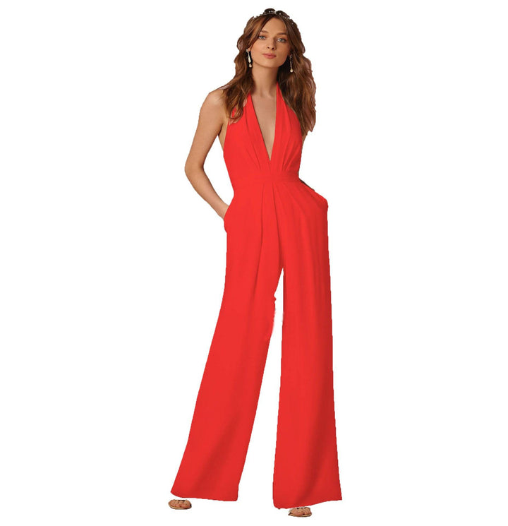 New European and American women's banquet dress jumpsuit, popular sexy hanging neck women's pants - Hot fashionista