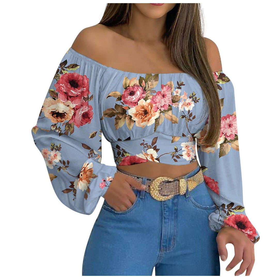 Spring/Summer European and American Women's Wear Women's Off Shoulder Cross Tie Long Sleeve Top - Hot fashionista