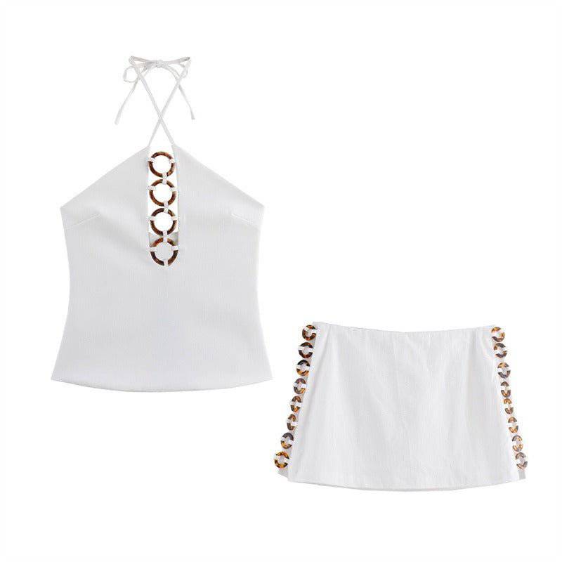 Lemi strapless crop top and short skirt two piece set