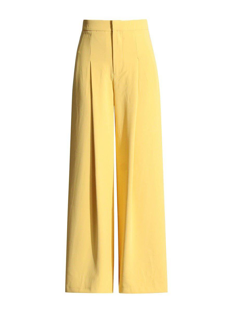 Anna V-neck blazer +high waisted pleated wide leg pants set - Hot fashionista