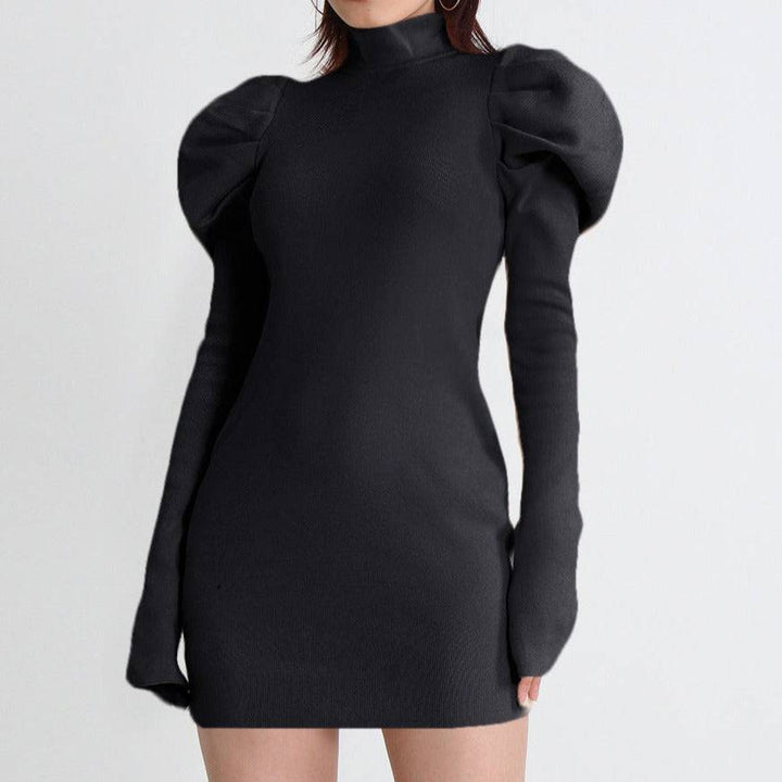 Jolene Puff Sleeves Knit Dress - Hot fashionista