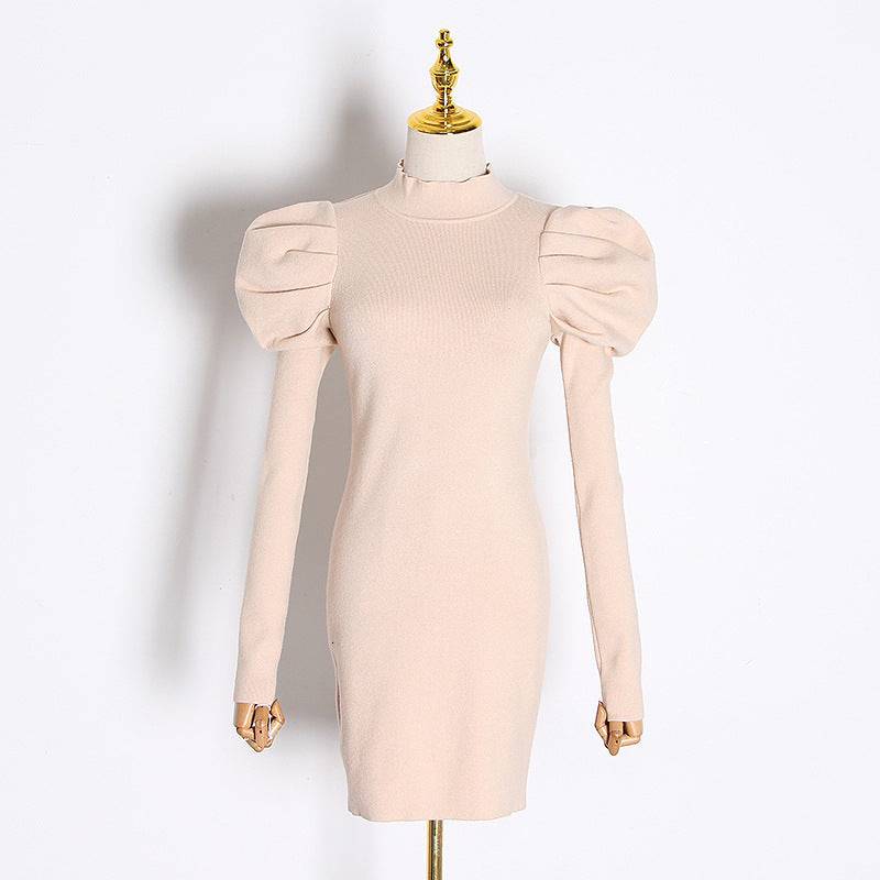 Jolene Puff Sleeves Knit Dress - Hot fashionista