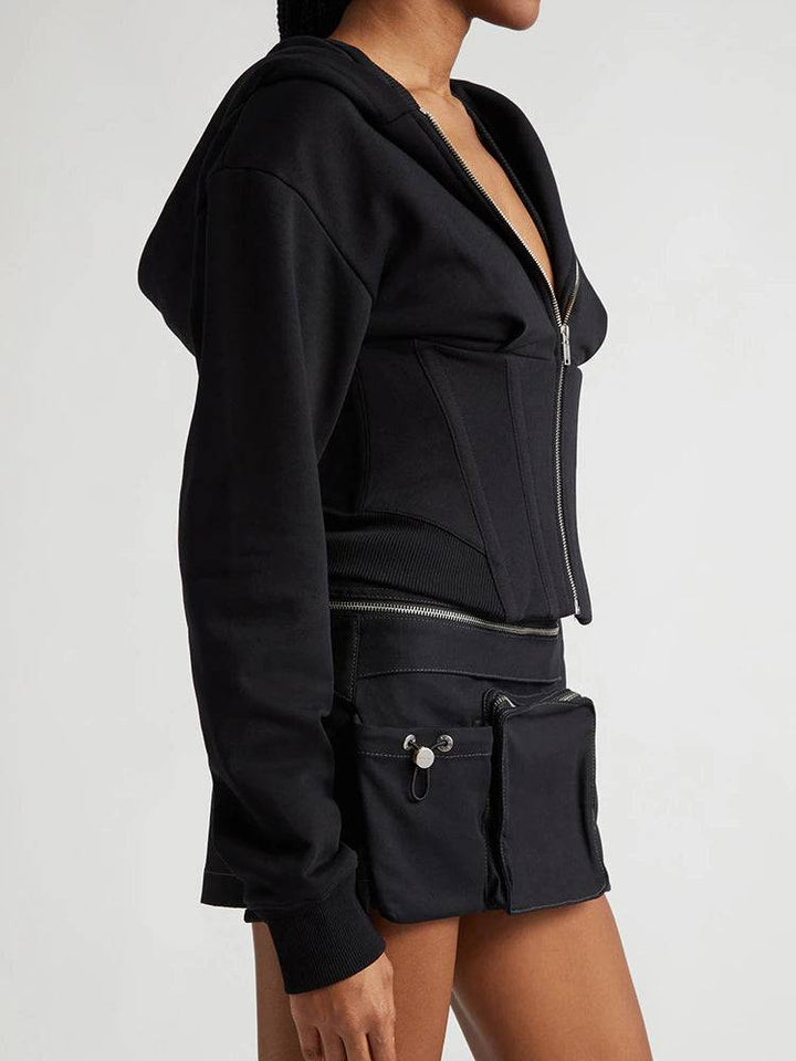 Lyla Plain Corset Hoodie - Hot fashionista