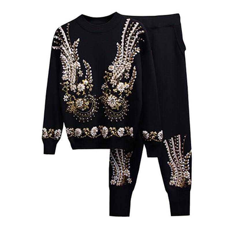 Annierose Beaded Sweater, Pants Set - Hot fashionista