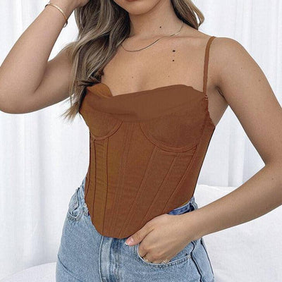 Sunny Solid Draped Underwire Corset Top