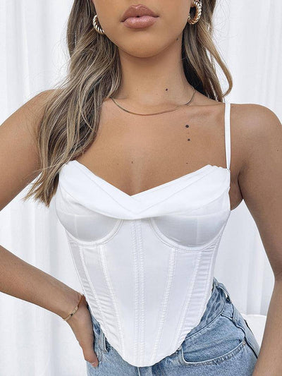 Sunny Solid Draped Underwire Corset Top