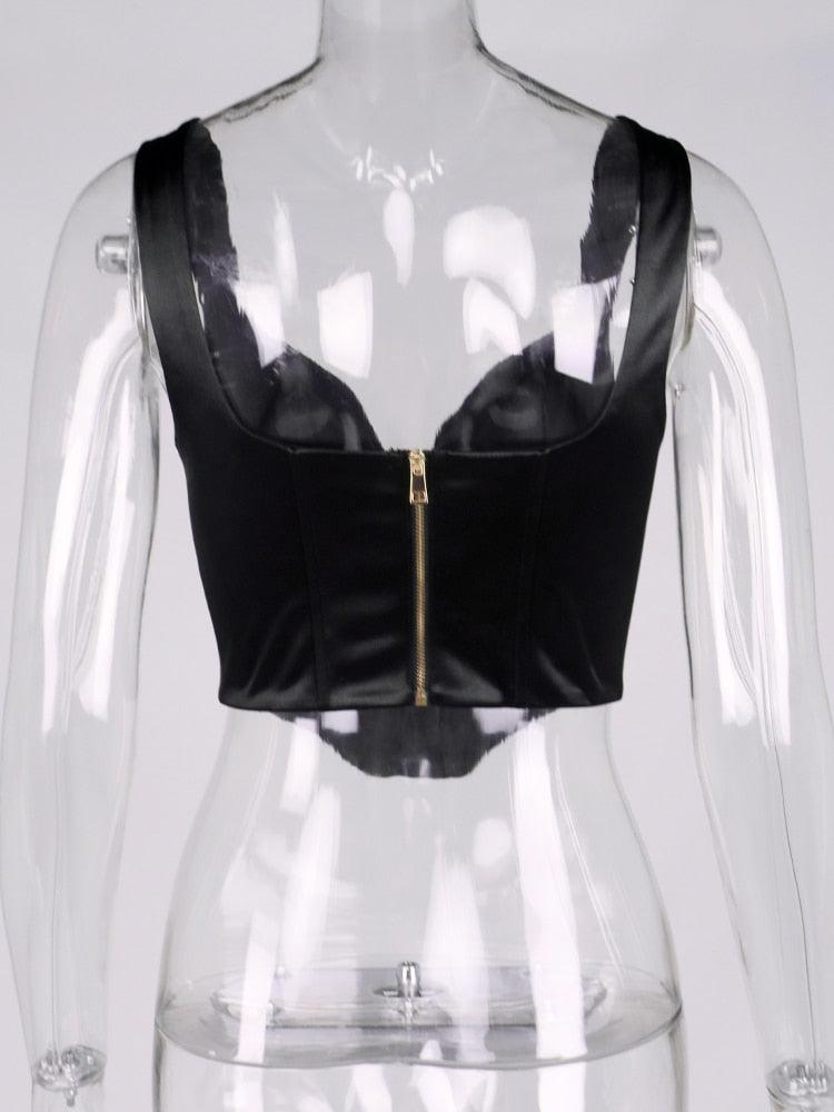 Vicky Notched Satin Corset Top