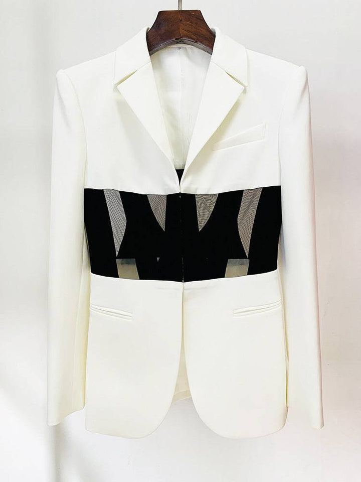 Candice Single-breasted Corseted Blazer In White - Hot fashionista