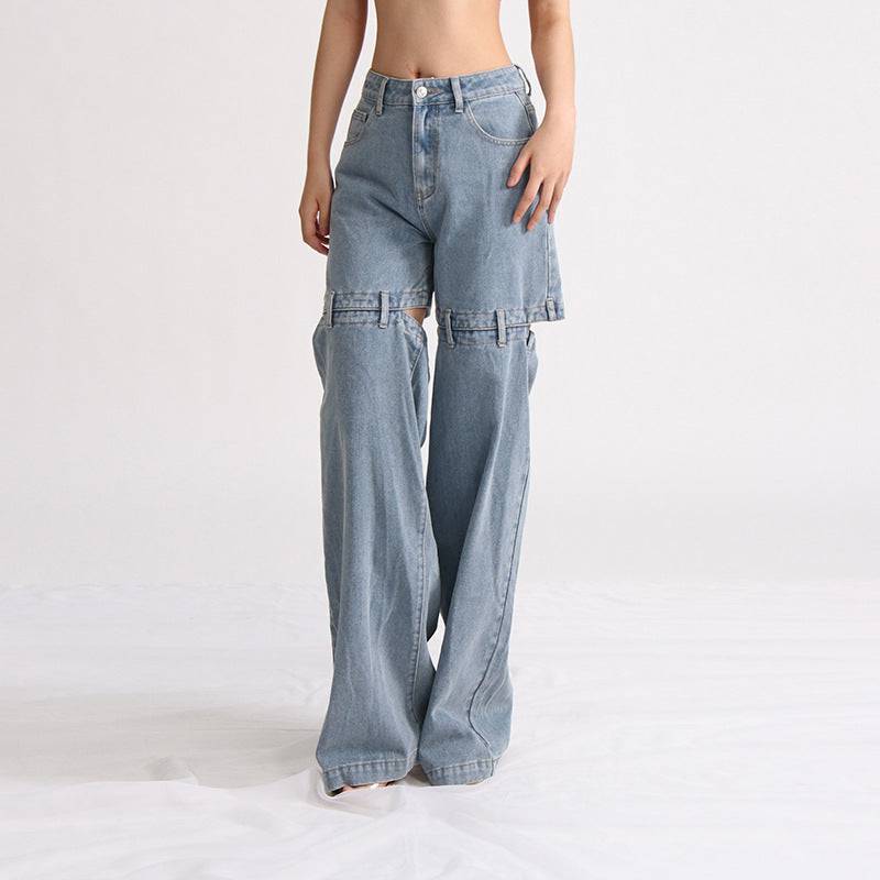 Precious High Waisted Flap Pocket Cargo Jeans - Hot fashionista