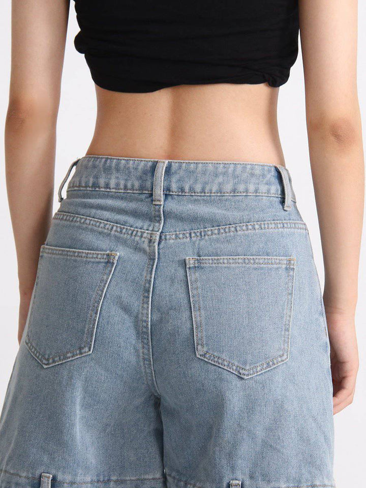 Precious High Waisted Flap Pocket Cargo Jeans - Hot fashionista