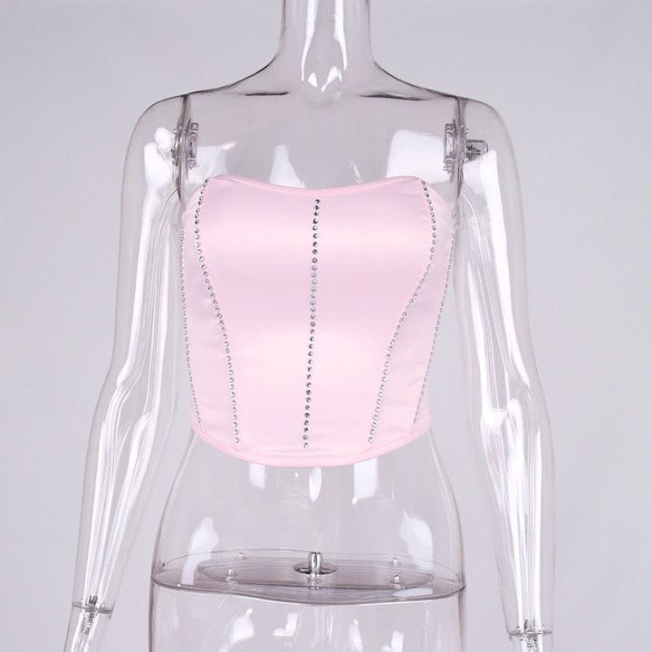 Valentine Embellished Rhinestone Strapless Corset Top - Hot fashionista